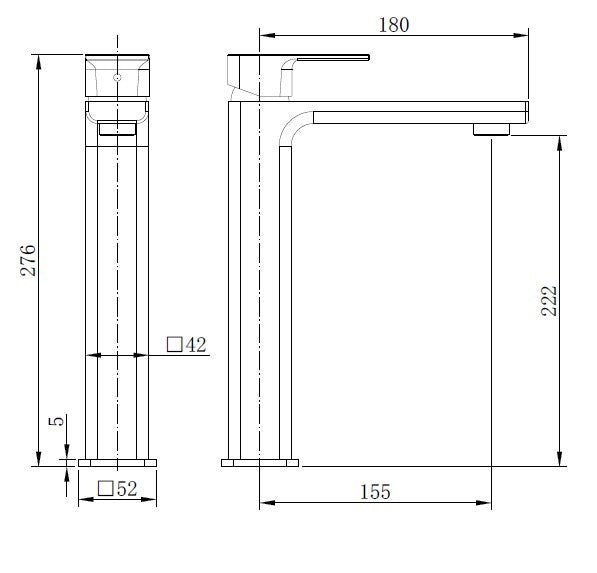 Linear Square Tall Basin Mixer Tap