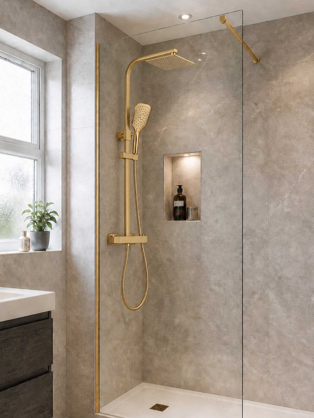 Menai Premium Square Thermostatic Overhead Shower