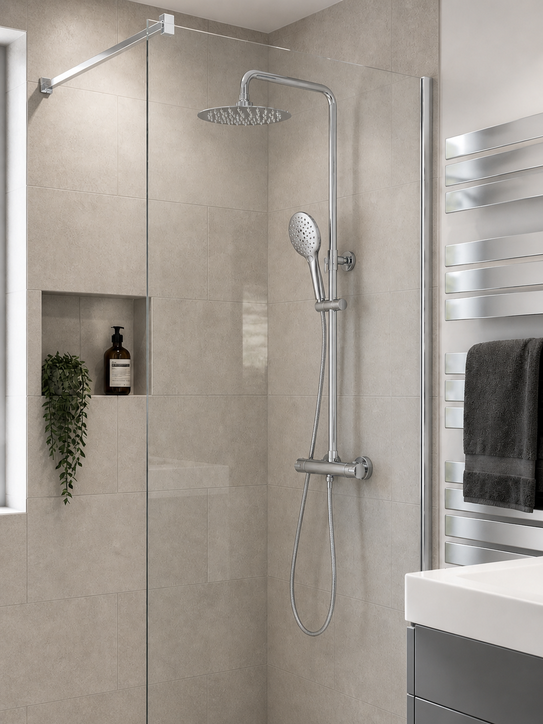 Menai Premium Round Thermostatic Overhead Shower Kit