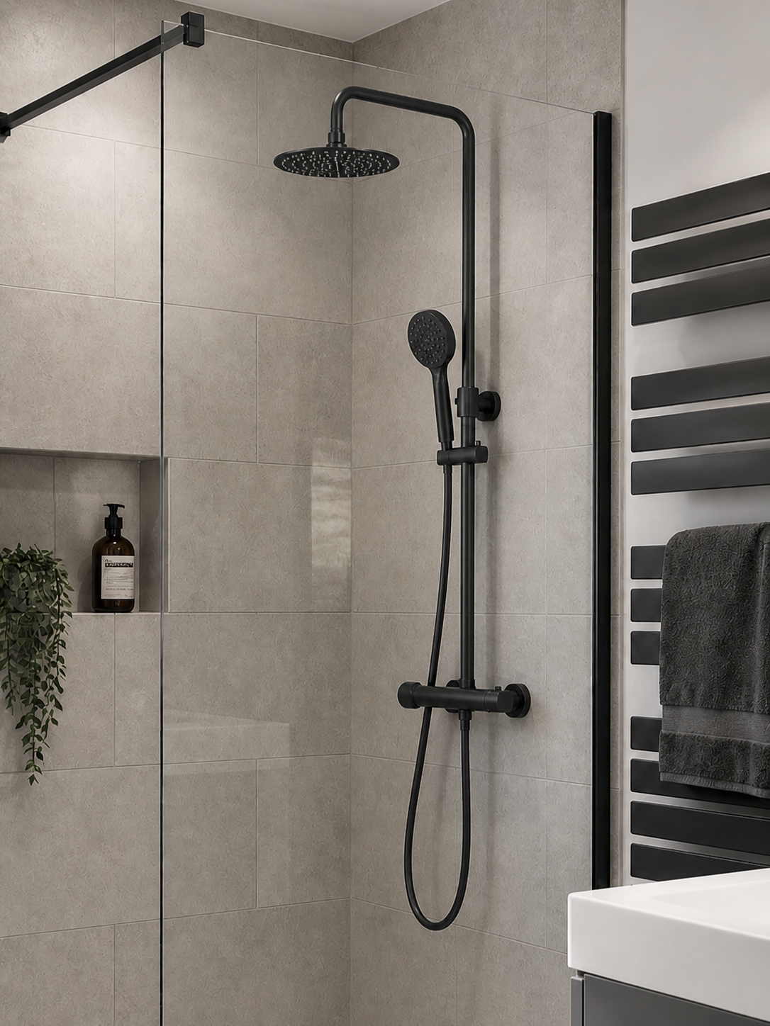 Menai Premium Round Thermostatic Overhead Shower Kit