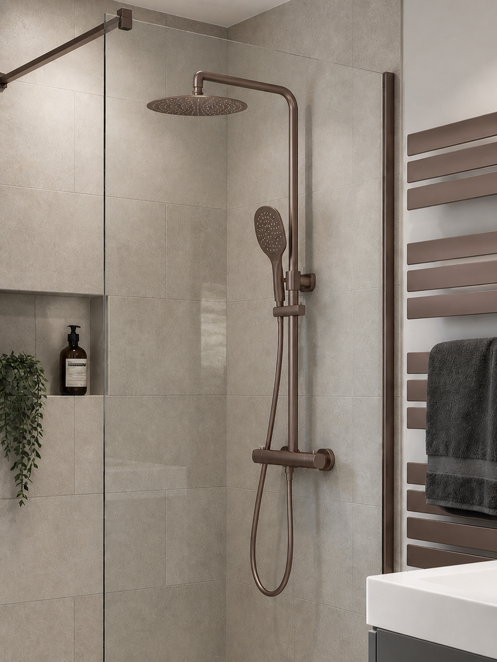 Menai Premium Round Thermostatic Overhead Shower Kit
