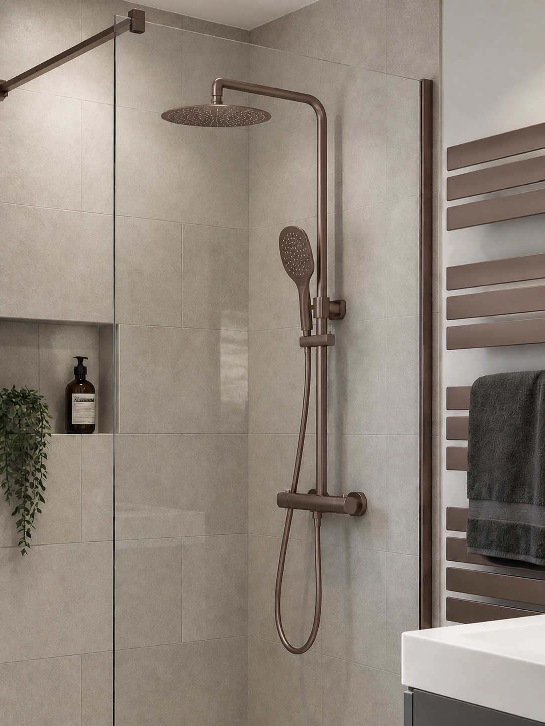 Menai Premium Round Thermostatic Overhead Shower Kit