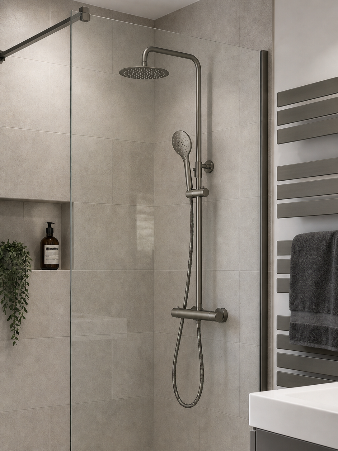 Menai Premium Round Thermostatic Overhead Shower Kit