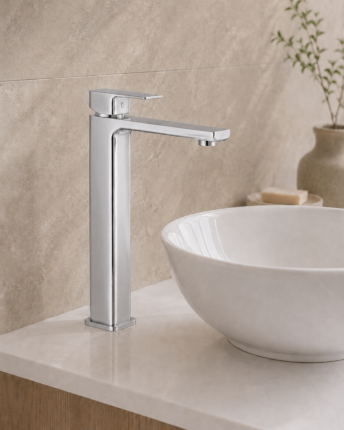 Linear Square Tall Basin Mixer Tap