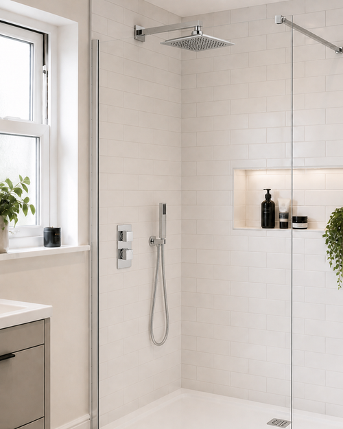 Brushed Brass Square Concealed Thermostatic Shower Kit