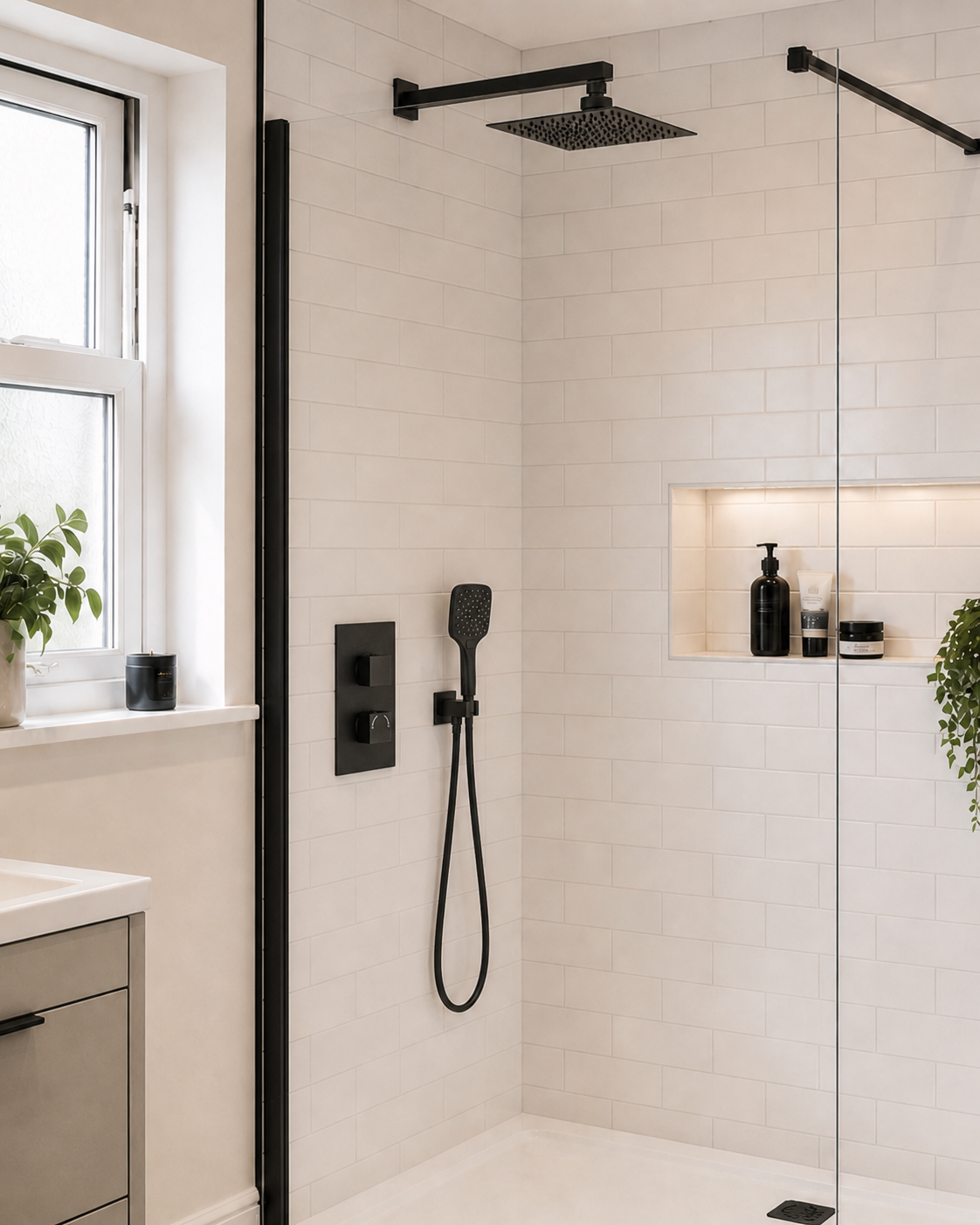 Brushed Brass Square Concealed Thermostatic Shower Kit