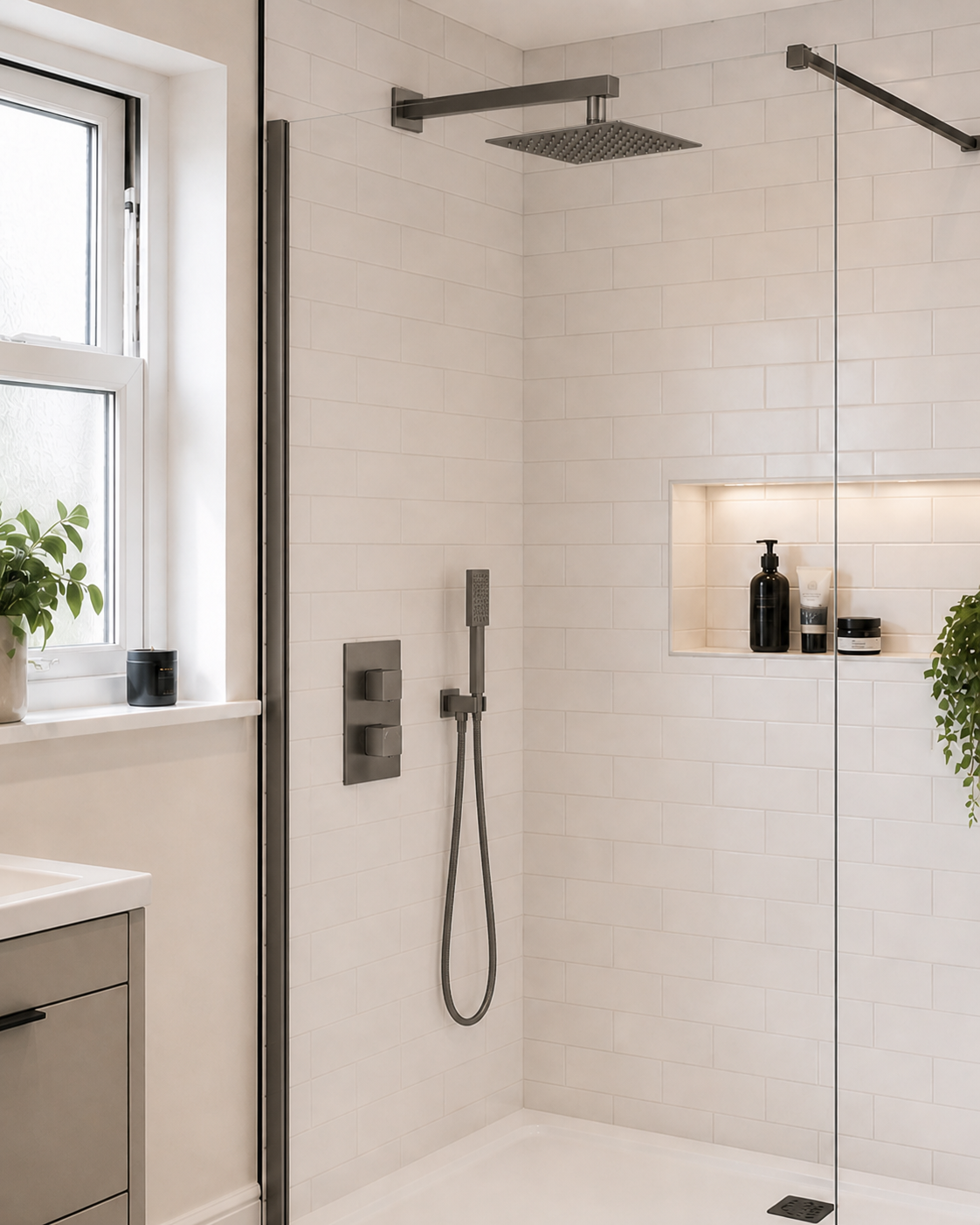 Brushed Brass Square Concealed Thermostatic Shower Kit