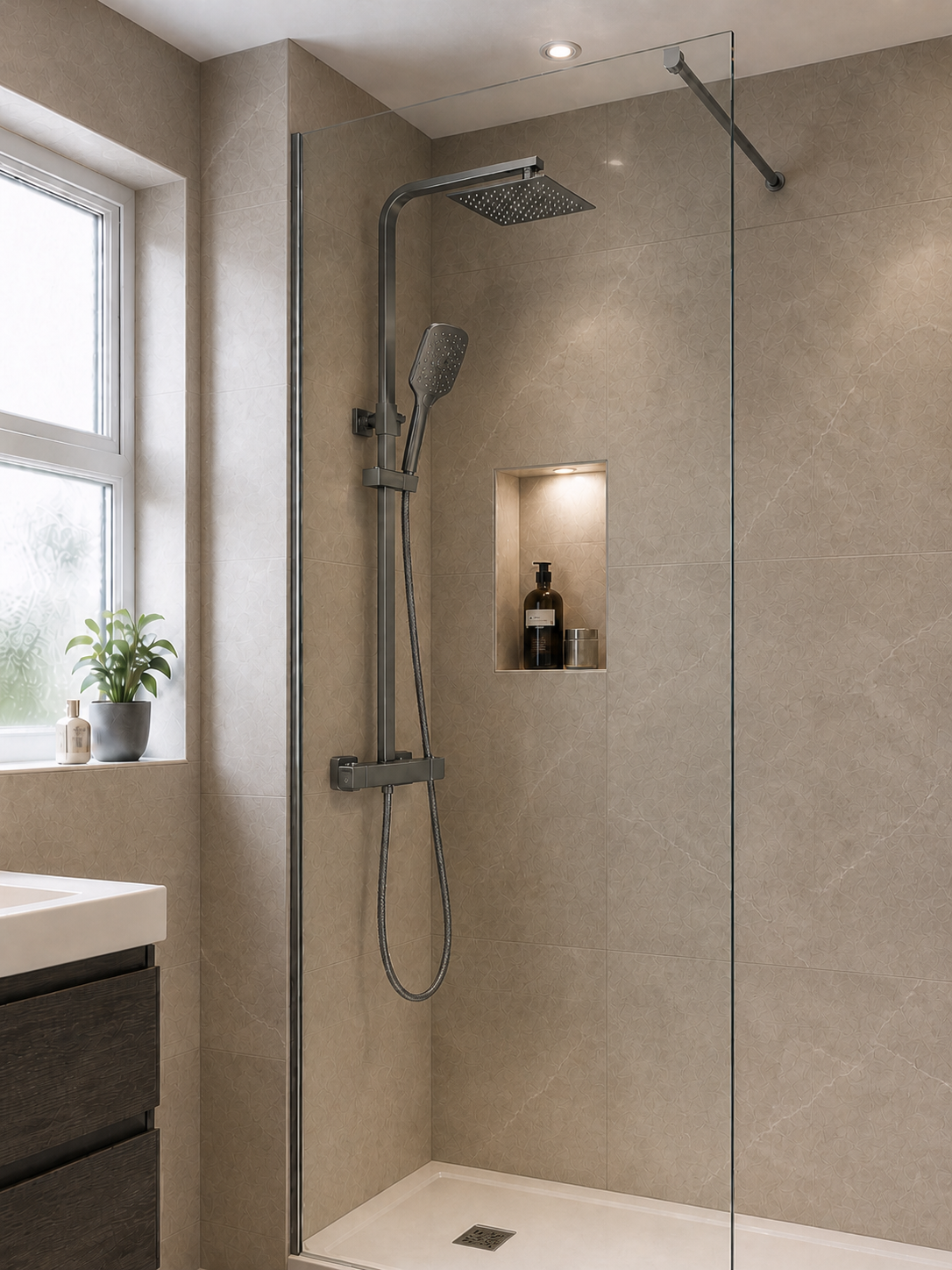 Menai Premium Square Thermostatic Overhead Shower