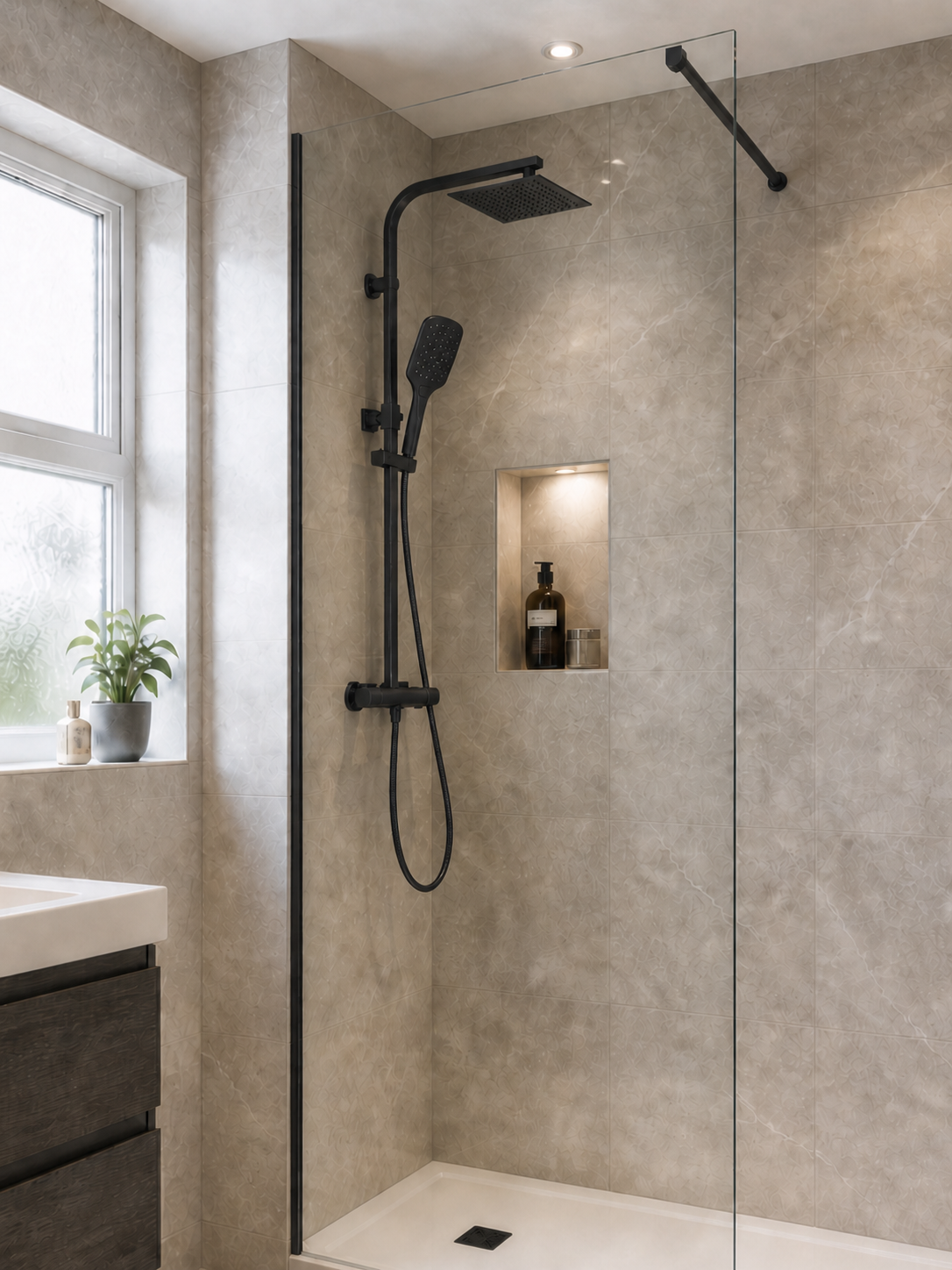 Menai Premium Square Thermostatic Overhead Shower