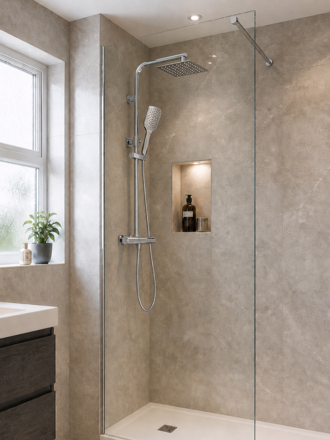 Menai Premium Square Thermostatic Overhead Shower