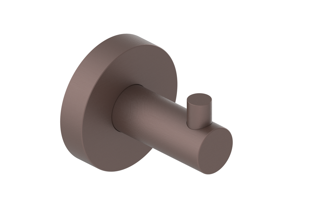Bronze-colored wall hook on a white background