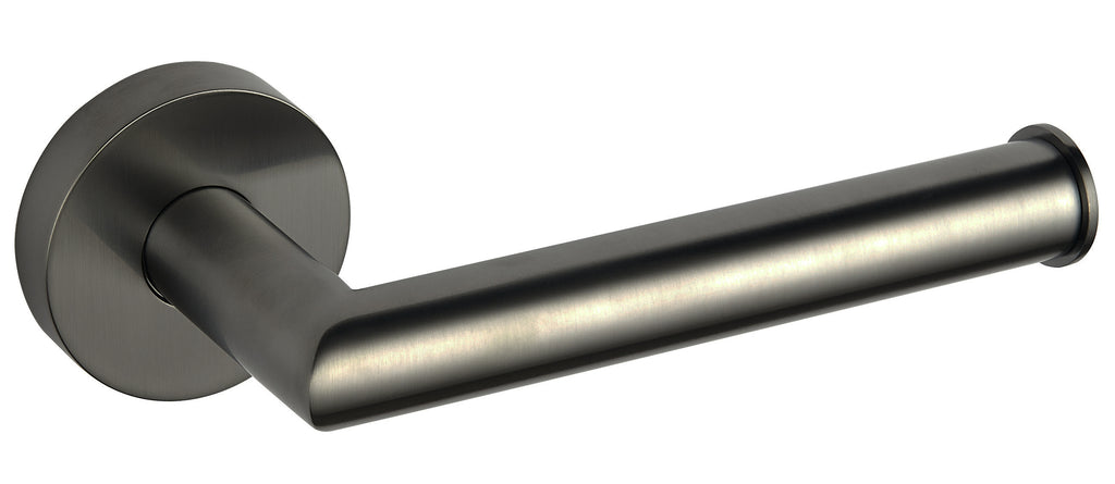 Metal door handle on a white background