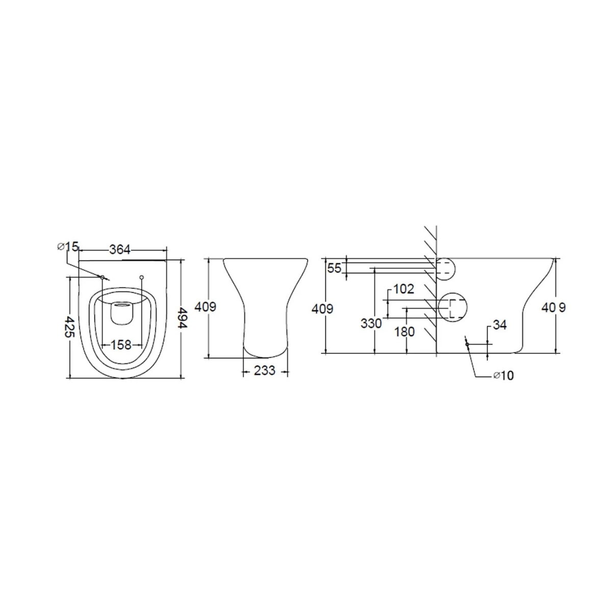Eden Rimless Back to Wall Toilet with Soft Close Seat