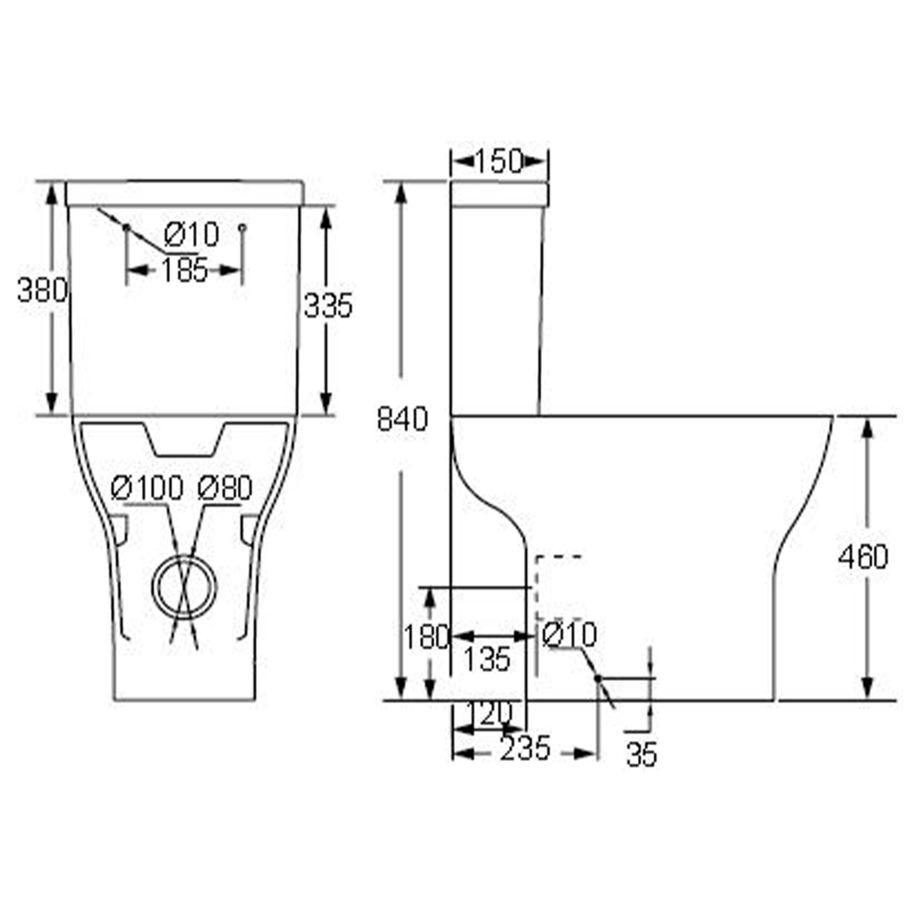 Eden Rimless Comfort Height Close Coupled Toilet with Soft Close Seat