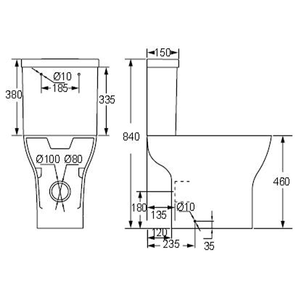 Eden Rimless Comfort Height Close Coupled Toilet with Soft Close Seat