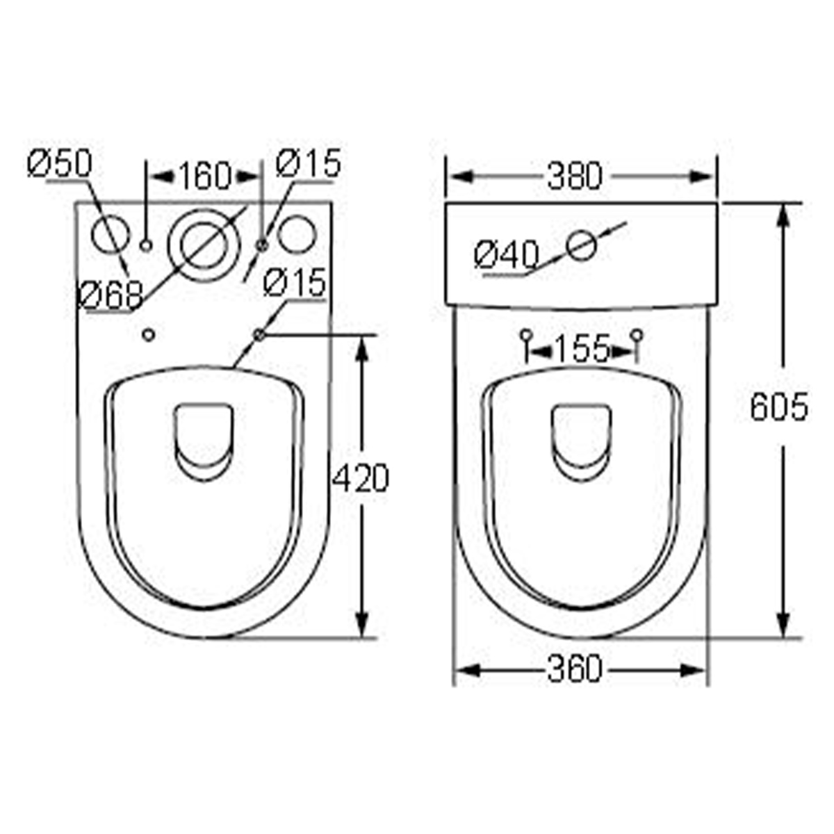 Eden Rimless Comfort Height Close Coupled Toilet with Soft Close Seat