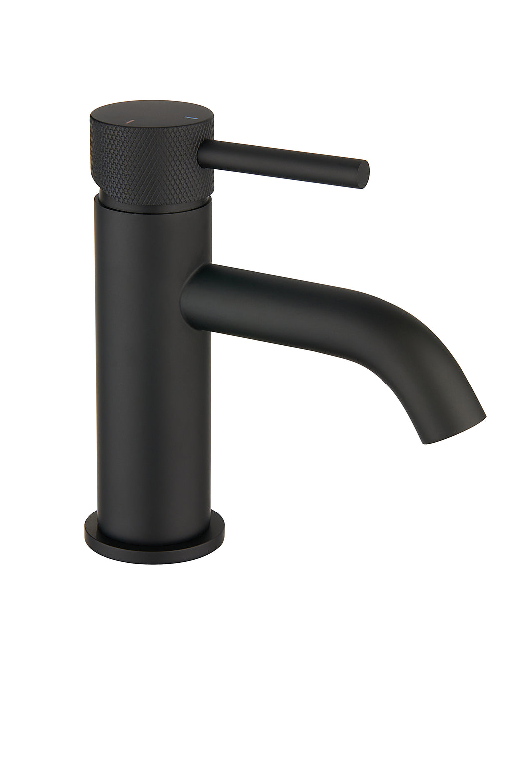 Black faucet on a white background