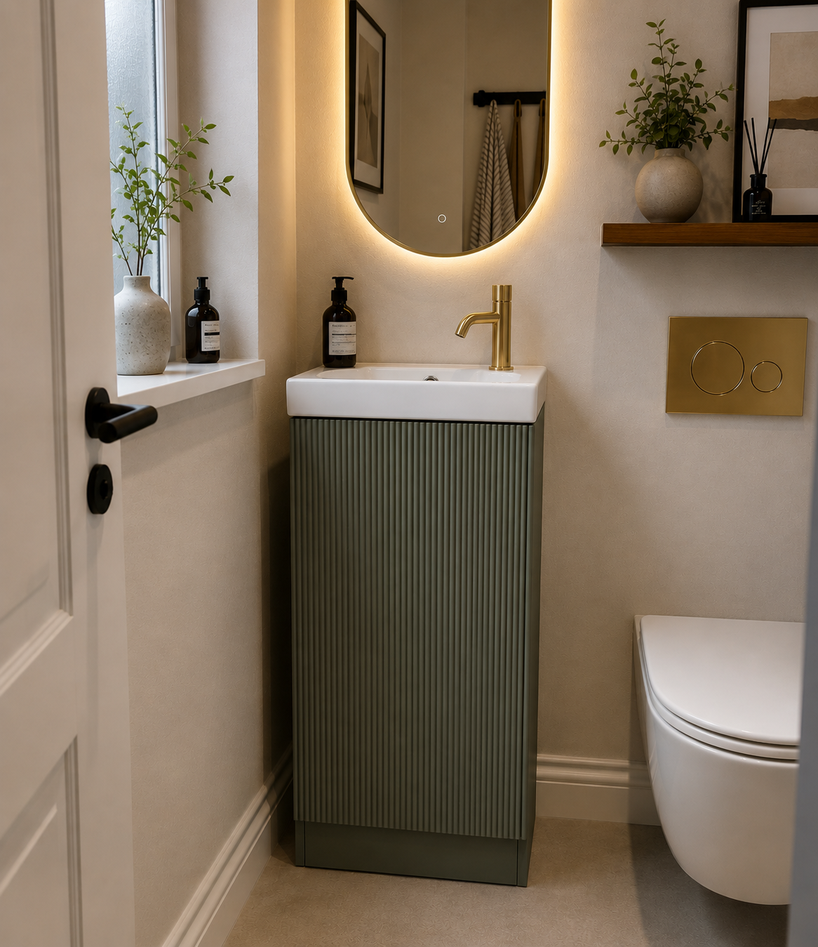 Bathroom interior with a sink, mirror, and toilet.