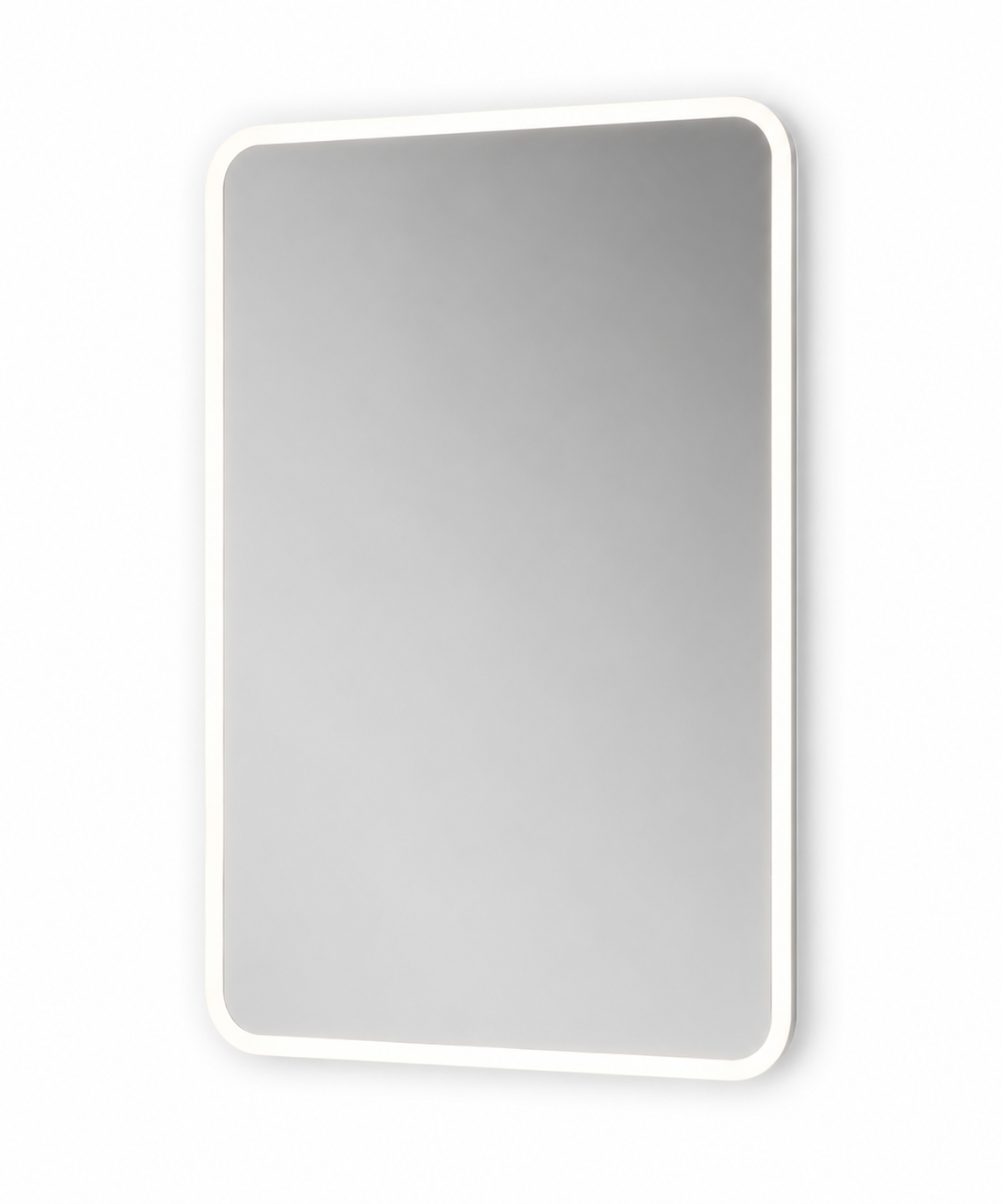 Rectangular mirror with a white frame on a white background