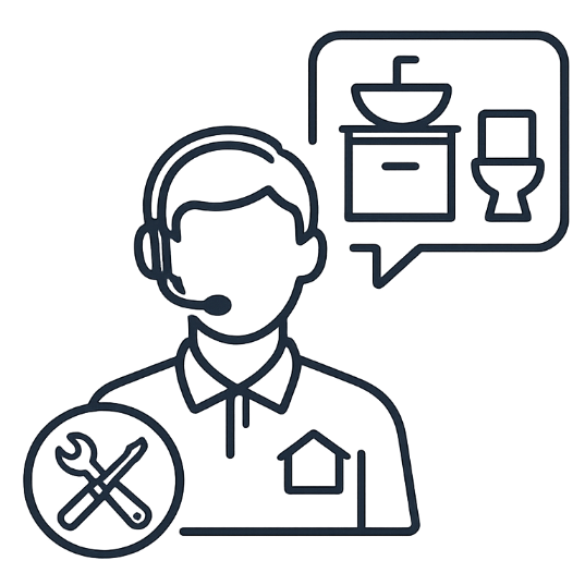 Icon of a person with a headset and tools, indicating home repair services.